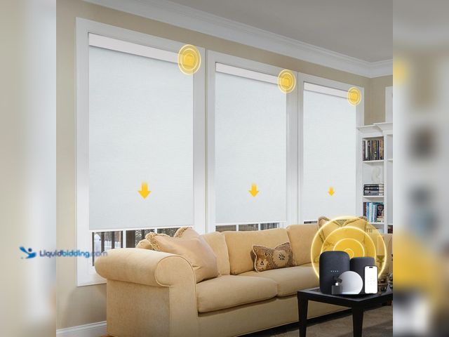 Lot 49-3565457 - Motorized Blinds with Remote Control Electric Automatic Blinds 100% Blackout Roller Shades for Windo...