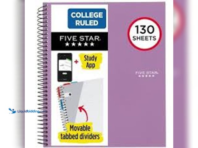 Lot 49-5546309 - qty 9 - Five Star 130 Sheets College Ruled 1 Subject Spiral Notebook Lilac Model:038576918818 unused...