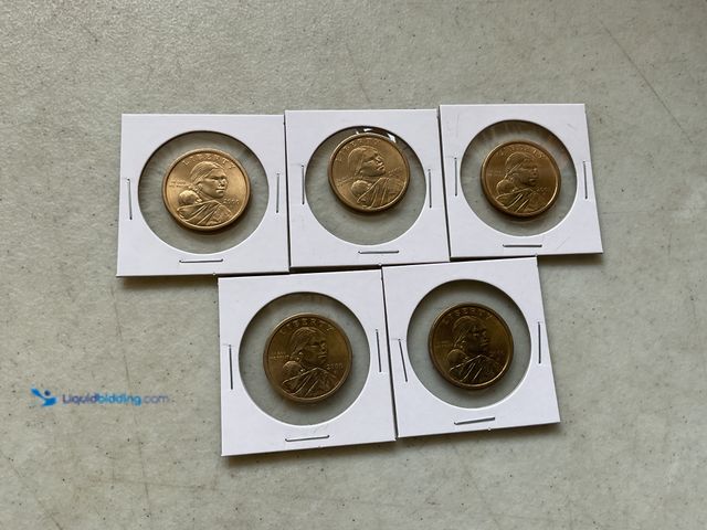 Lot 49-5515574 - LOT OF 5 SACAGAWEA GOLD (IN COLOR) ONE DOLLAR COINS