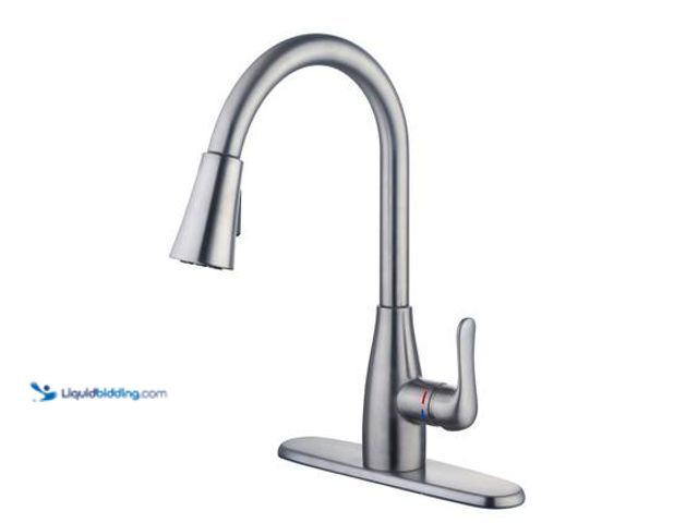 Lot 49-5539886 - Glacier Bay McKenna Single-Handle Pull Down Sprayer Kitchen Faucet in Stainless Steel with TurboSpra...