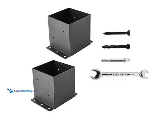 Lot 49-1622488 - Afoxsos Steel Black Heavy Duty 6 x 6 Post Base Brackets for Deck Porch Railing Fence Pergola Support...