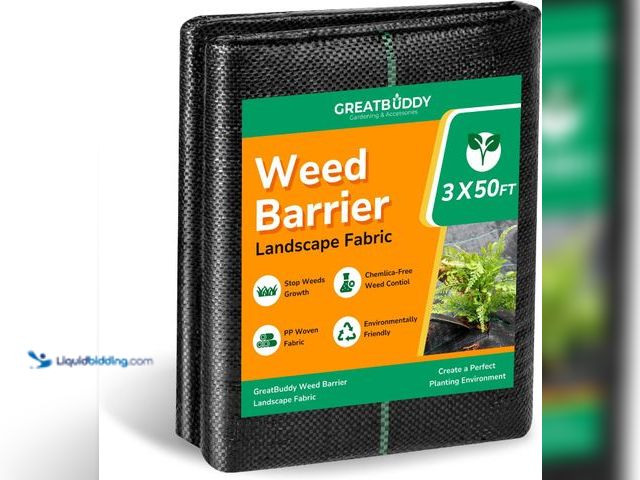 Lot 49-3470155 - (4) GreatBuddy 3FT × 50FT Weed Barrier Landscape Fabric Heavy Duty, 3.2oz High Density Weed Cloth fo...