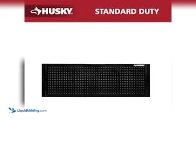 Lot 49-5448388 - Husky 52 in. W to 72 in. W Gloss Black Adjustable Pegboard. Model # HOAA52B11. Unused