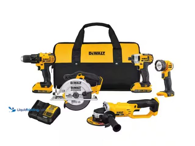 Lot 49-1567732 - DEWALT 20V MAX Cordless 5 Tool Combo Kit with (2) 20V 2.0Ah Batteries and Charger, Model # DCK521D2,...