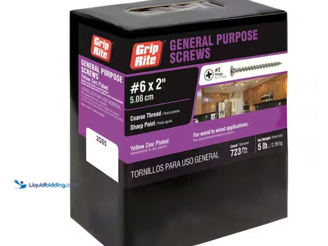 Lot 49-1547845 - (2) Approx 700 Per Box, Grip-Rite #6 x 2 in. #2 Phillips Bugle Head Coarse Thread Gold Screws 5 lb. ...