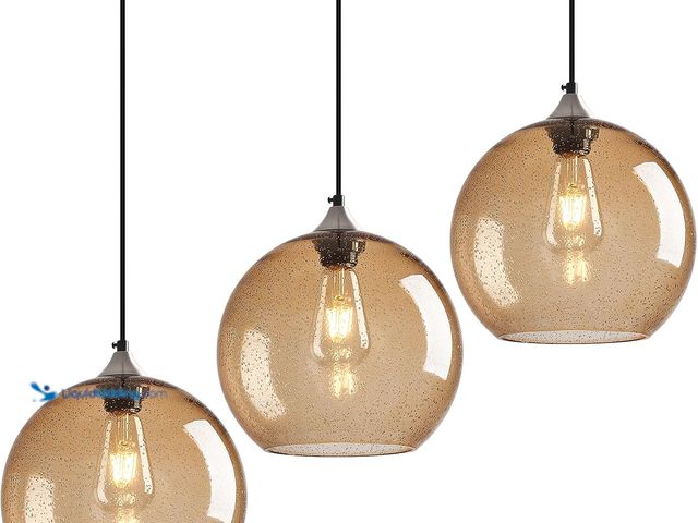 Lot 49-3564550 - Light Brown Glass Pendant Lights Kitchen Island Globe Pendant Light Fixtures Modern Pendant Lighting...