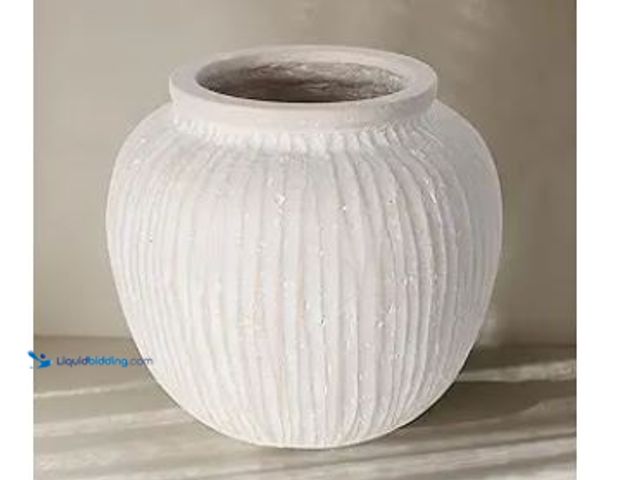 Lot 49-3432506 - Oak rain Large Rustic Minimalist Vase, 11" Distressed Round Floor Vase for Home Decor, Farmhouse Dec...