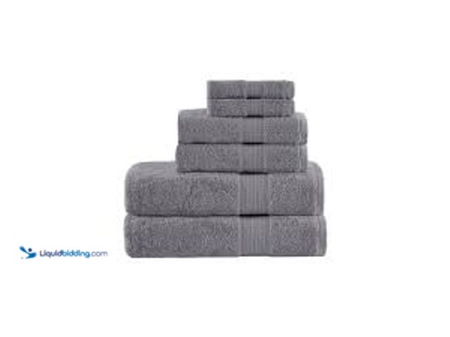 Lot 49-5485444 - 6pc Organic Cotton Bath Towel Set Charcoal: Madison Park, Heavyweight Terry, OEKO-TEX Certified. Mod...