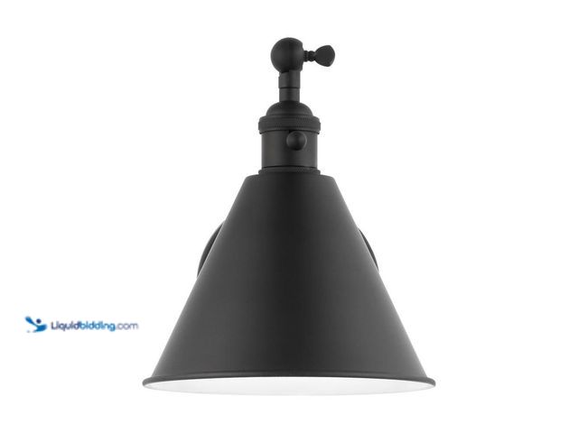 Lot 49-5449069 - Generation Lighting Salem 1-Light Midnight Black Wall Sconce with Midnight Black Metal Shade Unused