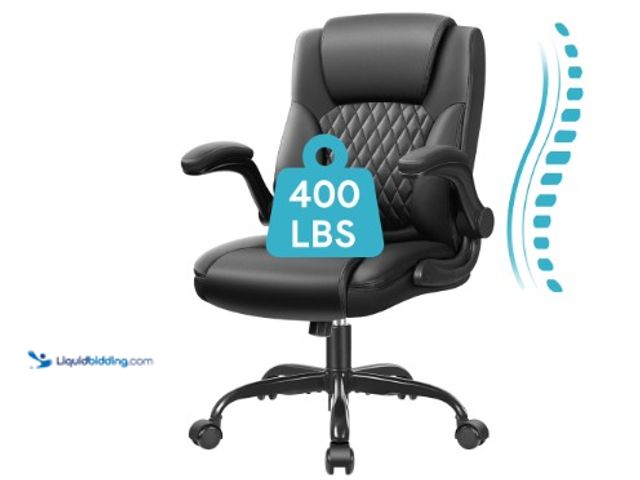 Lot 49-5543007 - COOLHUT Leather Office Chair, Big and Tall Office Chair 400LBS Wide Seat Ergonomic Computer Desk Cha...