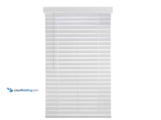 Lot 49-1566511 - Home Decorators Collection White Cordless Faux Wood Blinds for Windows with 2 in. Slats - 36.75 in. ...