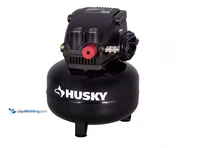 Lot 49-1568661 - Husky 3 Gal. 120 PSI Portable Electric Oil-Free Light Duty Pancake Air Compressor with Fold Down Han...