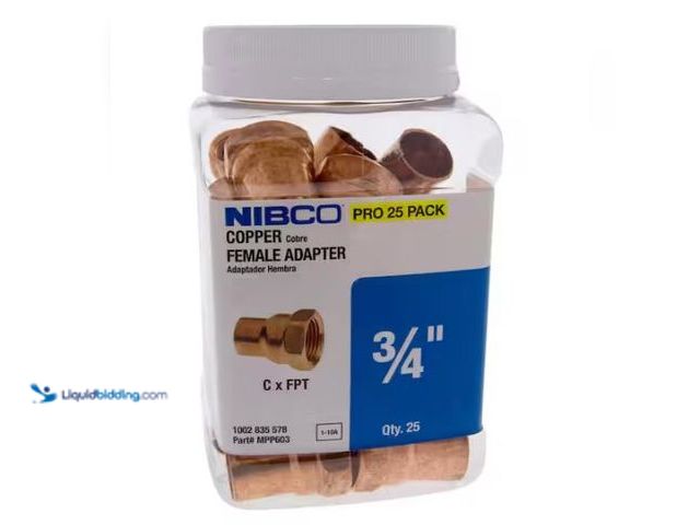 Lot 49-1565961 - Everbilt 603 3/4 in. x 3/4 in. Wrot Copper Cup X FIP Adapter Pro Pack (25-Pack), Model # MPP603HD34,...