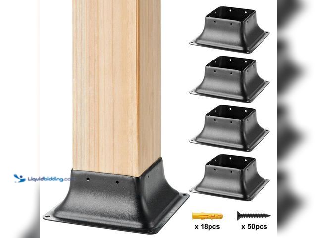 Lot 49-5414492 - VEVOR
Post Base 4 in. x 4 in. Internal 3.6 in. x 3.6 in. Heavy-Duty Powder-Coated Steel Post Bracke...