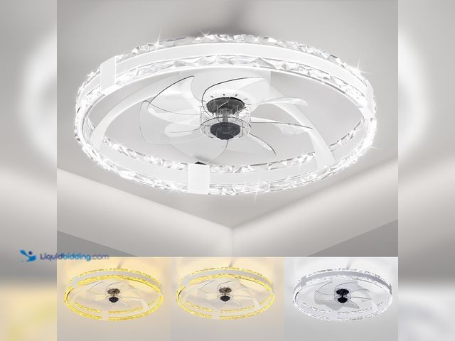 Lot 49-5437653 - Ceiling Fans with Lights and Remote, 20'' Low Profile Flush Mount Ceiling Fan with 6 Speeds & 3 Colo...
