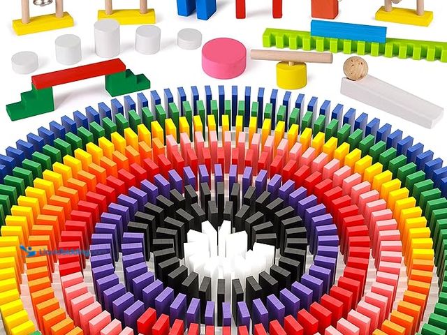 Lot 49-3511414 - Lewo 1000 PCS Dominoes Set for Kids Wooden Building Blocks Bulk Dominoes [ASIN: B013QK9TD4] factory ...