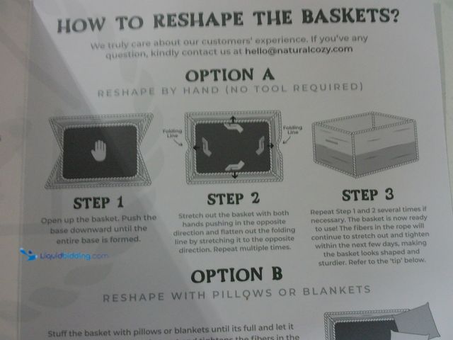 Lot 49-3482755 - NaturalCozy 3-Piece Rectangle Storage Basket Set- Natural Cotton Rope Woven Baskets for Organizing! ...