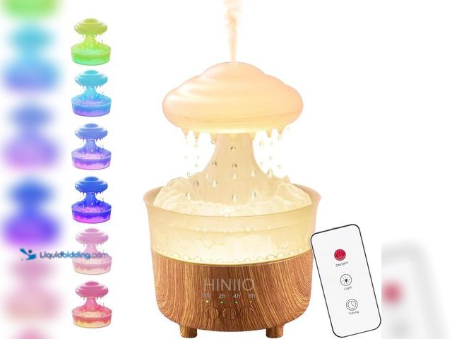 Lot 49-3529138 - Rain Cloud Humidifier Water Drip with 7 Colors LED Night Light, Mushroom Essential Oil Diffuser with...