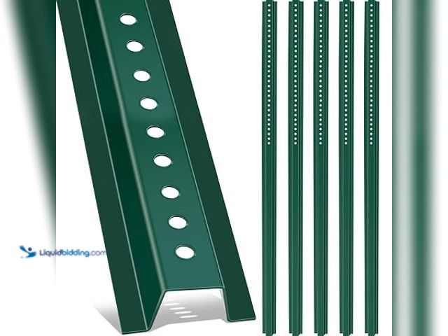 Lot 49-1631811 - 6 Pack U Channel Sign Post Tall Steel Post with Green Enamel Coating Heavy Duty Metal Sign Post with...