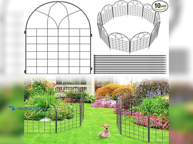 Lot 49-5408263 - Black Garden Fencing, 28.97"*31.88" Garden Border Fencing, Rustproof Metal Dog Digging Fence Barrier...