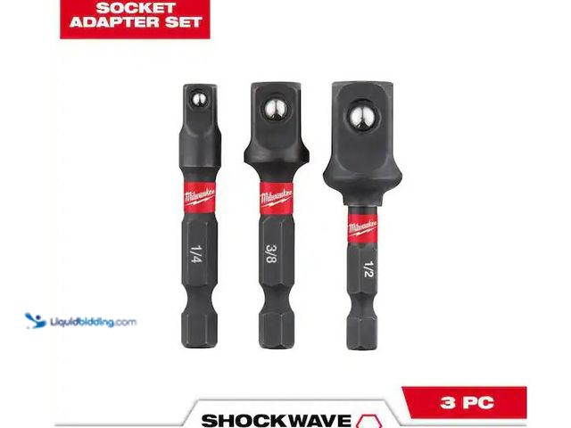 Lot 49-1576650 - Lot of (5) Milwaukee SHOCKWAVE Impact Duty 1/4 in. Hex Shank Socket Adapter Set (3-Piece) Model # 48...