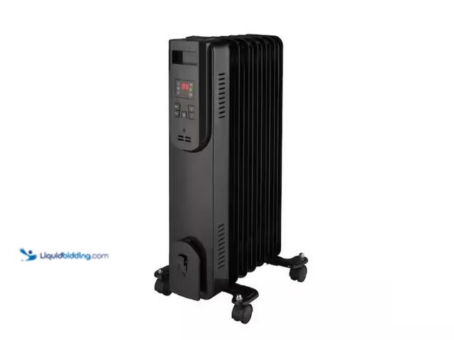 Lot 49-1557371 - Konwin 1500-Watt Black Indoor Electric Oil-Filled Radiator Convection Radiant Space Heater with Remo...