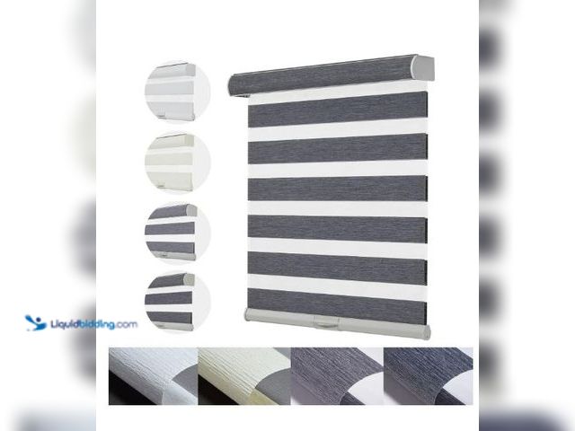 Lot 49-1577254 - Persilux Custom Size Cordless Zebra Blinds for Windows with Jacquard Pattern Privacy Protection Roll...