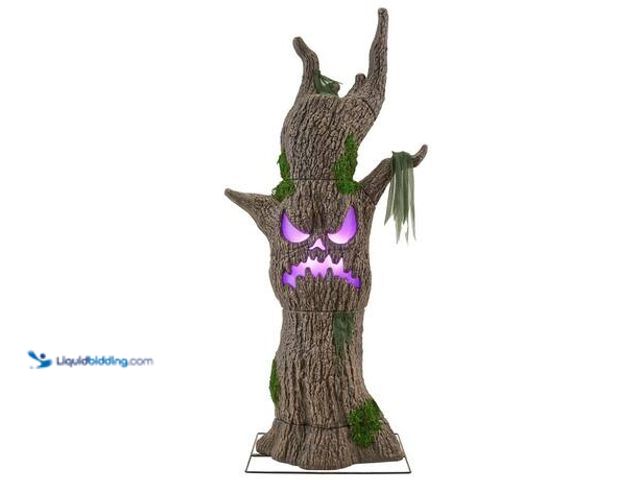 Lot 49-5553391 - Home Accents Holiday 6 FT Wicked Woods Color Changing LED Scowling Sapling Model # 25SV25036 NEW. OP...