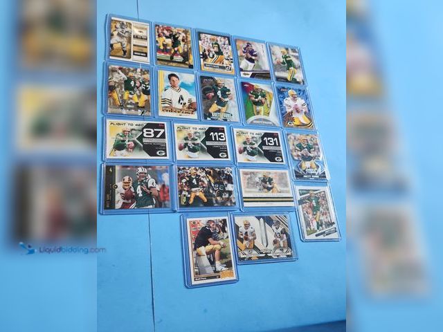 Lot 49-1817783 - 20- COLLECTIBLE BRETT FAVRE NFL FOOTBALL CARDS. VARIOUS BRANDS AND YEARS PRODUCED. INCLUDES UPPER DE...