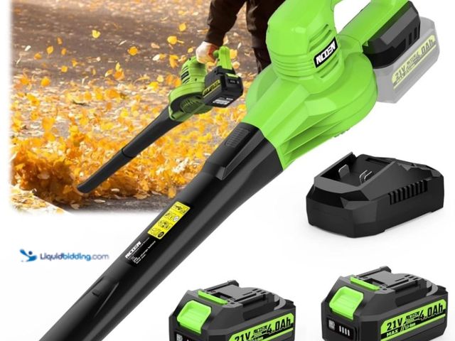 Lot 49-3565488 - NCOEN 21V LIGHTWEIGHT LEAF BLOWER CORDLESS BATTERY CHARGER L02-007A - GREEN. Unused with battery and...