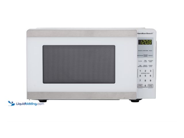 Lot 49-1622905 - Hamilton Beach Microwave Oven 0.9 cu ft 900W White Stainless Steel, Model # HB8636127995-01, Unused,...