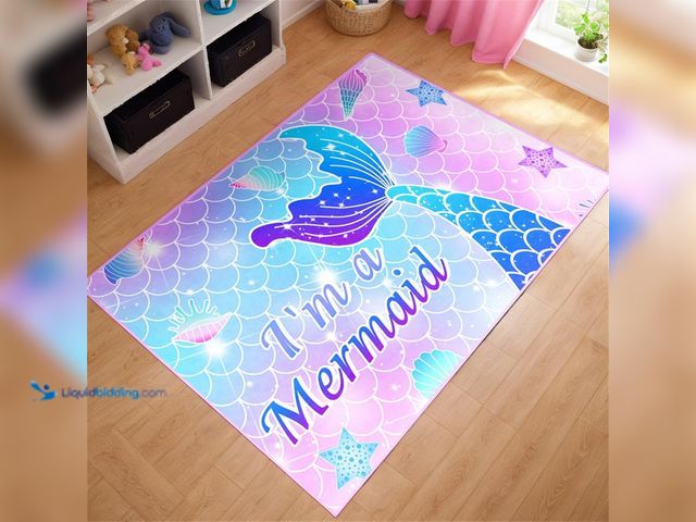 Lot 49-5410245 - Girls Pink Mermaid Rugs Cute Cartoon Mermaid Area Rug for Girls Bedroom Girl Rugs for Living Room Pl...