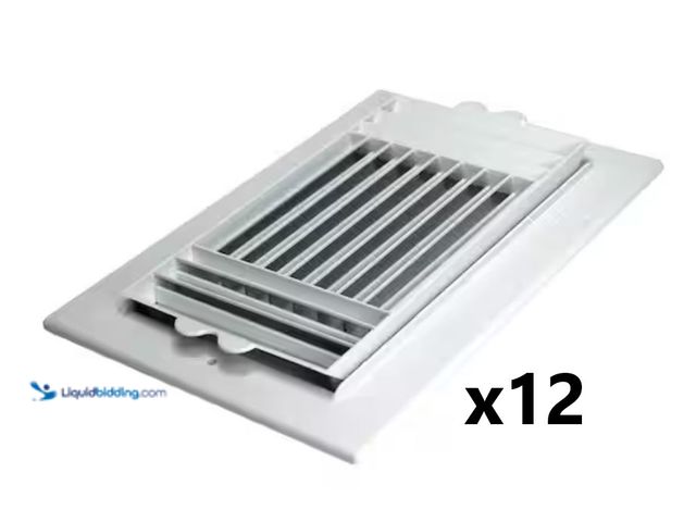 Lot 49-1623902 - Lot of (12) Everbilt 10 in. x 6 in. Plastic Ceiling Register 3-Way, Model # RGC106RHD, Unused.  Ref#...