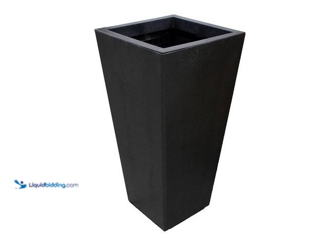 Lot 49-2024319 - Tierra Verde Sonata Large Black Recycled Rubber Tall Square Planter with Drainage Holes (18 in. L x ...