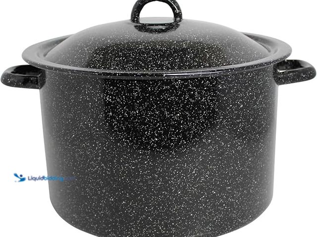 Lot 49-1557328 - MIRRO 12 qt. Enamel Stock Pot, Alloy Steel, Black, Model # B09J1MLPJ8, Unused.  Ref#BLUEAMA1203
