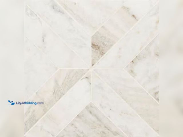 Lot 49-1557401 - Approx. 10 sq.ft. of MSI Arabescato Venato White Argyle 12 in. x 12 in. x 0.38 in. Honed Marble Mesh...