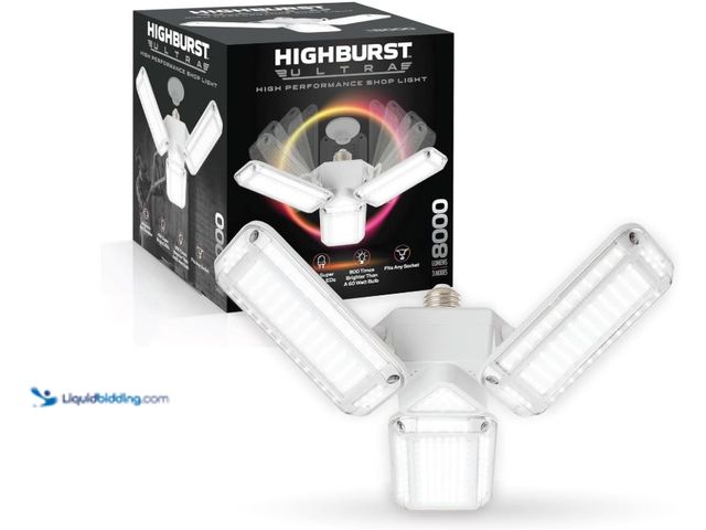 Lot 49-3566836 - Bell+Howell HighBurst Ultra LED Garage Light Bulb – 8,000 Lumens, Super Bright Screw-in Ceiling Ligh...