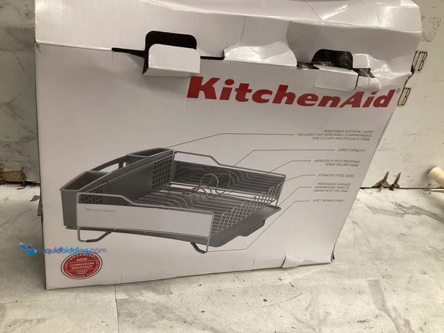 Lot 49-5545000 - KitchenAid Large Capacity Full Size Rust Resistant Dish Rack with Angled Drain Board and Removable F...