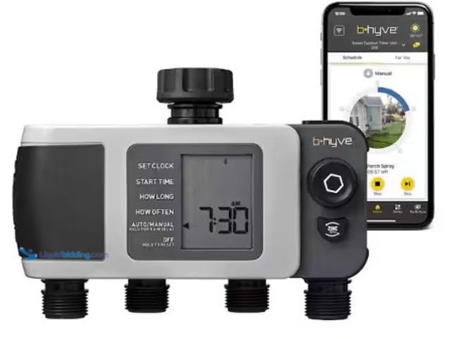 Lot 49-2022655 - Orbit B-hyve XD Bluetooth 4-Outlet Hose Watering Timer Sprinkler Timer, Model # 24634, MSRP $79.98, ...