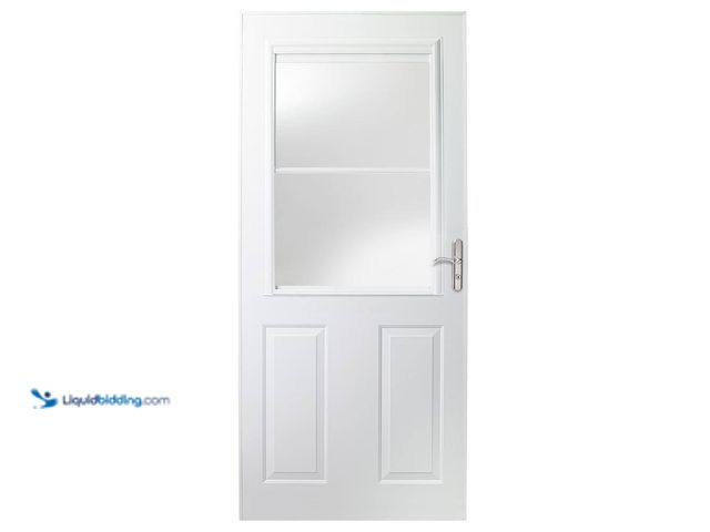 Lot 49-5450077 - Andersen 400-Series 32 in. x 80 in. White Universal 1/2-Light Retractable Aluminum Storm Door with N...