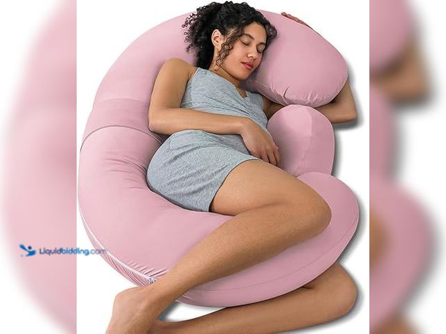 Lot 49-5411541 - QUEEN ROSE Cooling Pregnancy Pillows, E Shaped Maternity Pillow for Sleeping, with Extra Wedge Pillo...