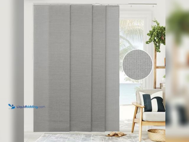 Lot 49-2006371 - Chicology Woven Cut-to-Size Gray Light Filtering Adjustable Sliding Panel Track Blind w/ 23 in Slats...