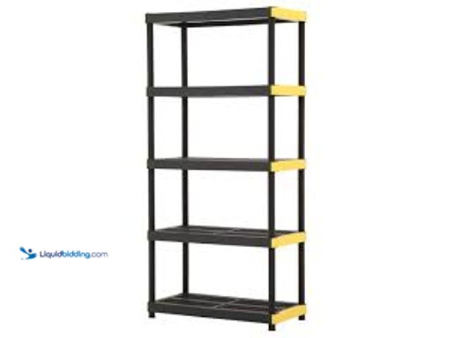 Lot 49-5450641 - HDX 5-Tier Easy Assembly Multi-purpose Plastic Garage Storage Shelving Unit in Black (36 in. W x 54 ...