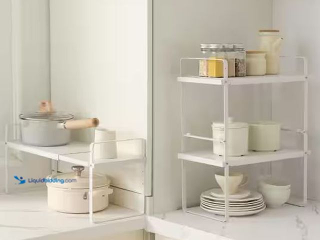 Lot 49-5478514 - SKYSHALO
Adjustable Kitchen Cabinet Shelf Organizer, Expandable 2-Tier Cabinet Shelf, Stackable Cou...