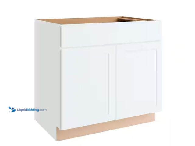 Lot 49-1568380 - Hampton Bay Courtland 36 in. W x 24 in. D x 34.5 in. H Assembled Shaker Base Kitchen Cabinet in Pola...