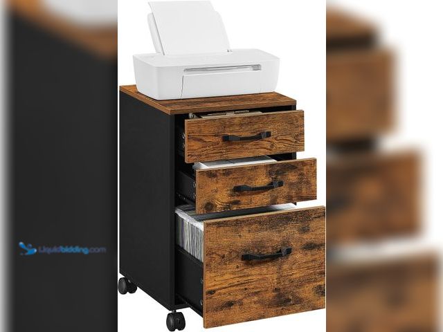 Lot 49-5554489 - VASAGLE Mobile File Cabinet, 3 Drawers Filing Cabinet with Wheels, for Home Office, for A4, Letter S...