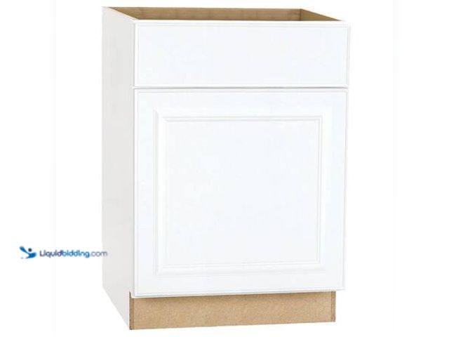 Lot 49-5553363 - Hampton Bay 24 in. W x 24 in. D x 34.5 in. H Assembled Base Kitchen Cabinet in Satin White Model # K...