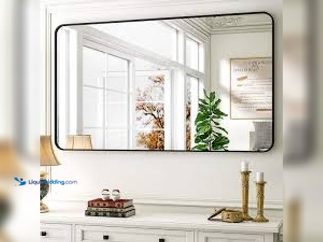 Lot 49-5479071 - XRAMFY 30 in. W x 48 in. H Rectangular Black Aluminum Alloy Framed Bathroom Wall Mirror. Model # QC2...