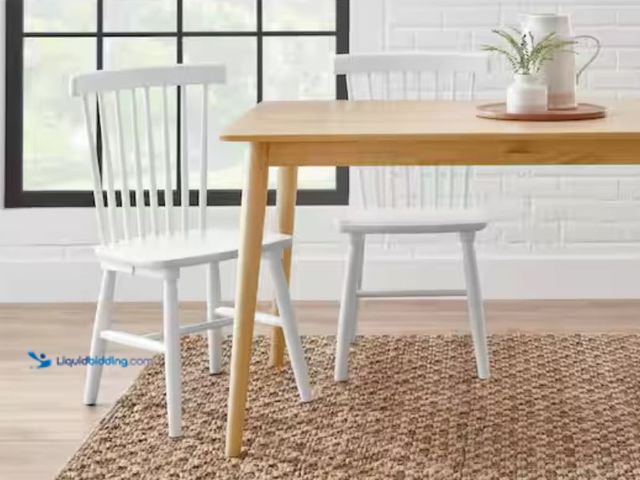 Lot 49-1623939 - StyleWell White Wood Windsor Dining Chair (Set of 2), Model # C-08-2, Unused.   Ref#CRS0626