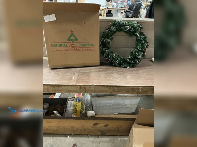 Lot 49-3528450 - Glittery Mountain Spruce 24 in. Artificial Wreath with Battery Operated Warm White LED Lights Unused